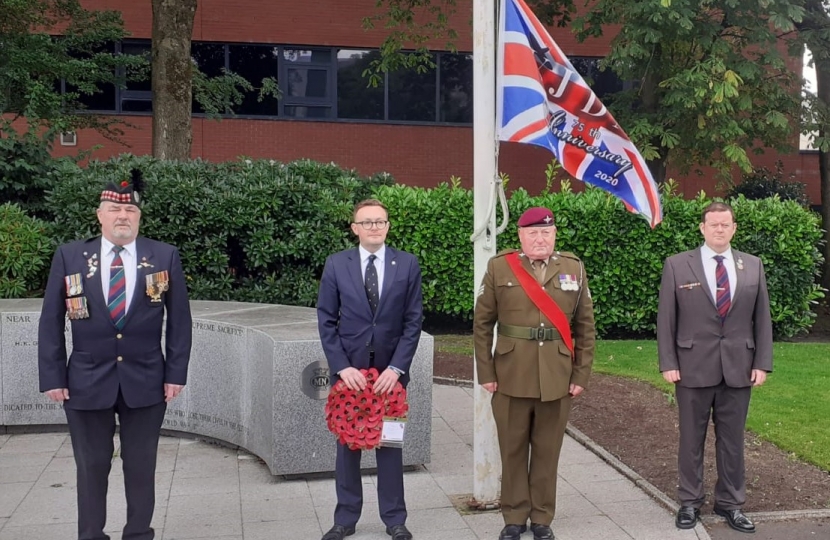 Chris Clarkson MP with Heywood Veterans Association Commemorating VJ Day 2020