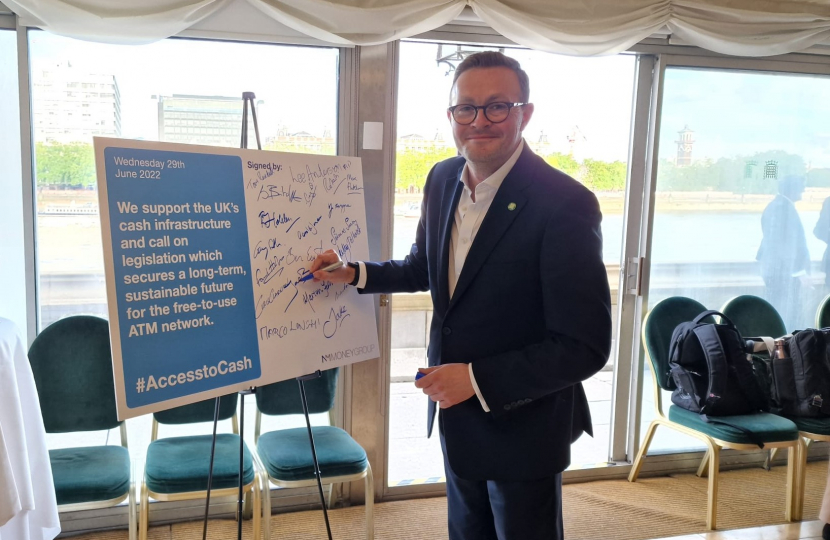 Chris Clarkson MP Signing Pledge to Access to Cash