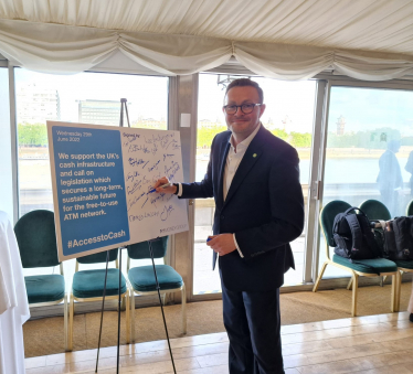 Chris Clarkson MP Signing Pledge to Access to Cash